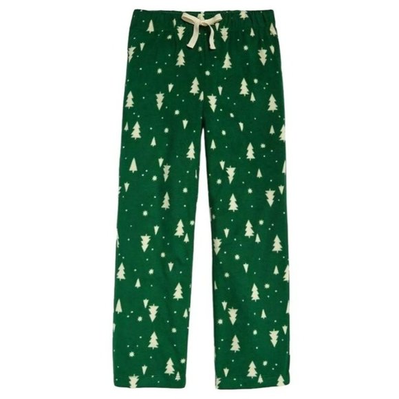 Old Navy Green Fleece Pants Lounge Pajamas Trees Patter Girls Medium (8) JJ656 - Picture 1 of 3